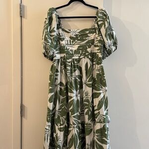 Abercrombie Emerson Poplin Puff Sleeve Midi Dress